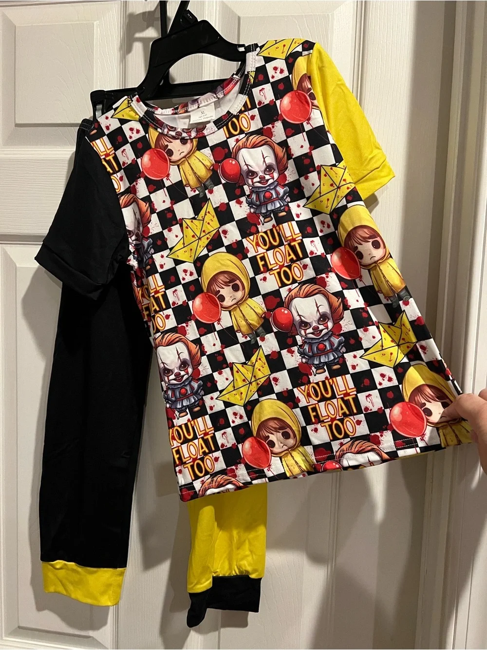 Kids' Yellow & Black Horror Character Pajama Set - You'll Float Too